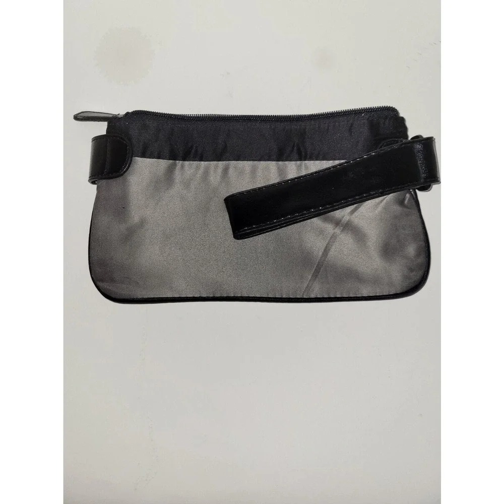 Victoria Secret Gray With Black Accent Satin Make-up Bag New Without Tags‎